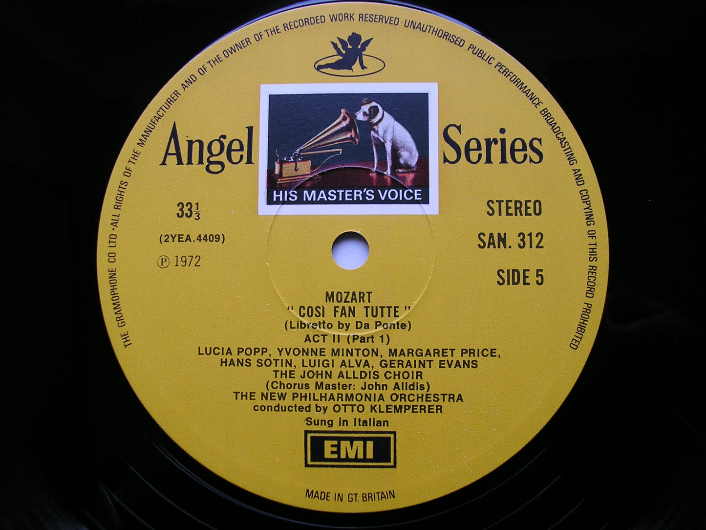 MOZART: COSI FAN TUTTE - PRICE / MINTON / POPP / ALVA / EVANS / SOTIN / NEW PHILHARMONIA / OTTO KLEMPERER    SLS 961