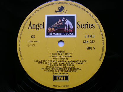 MOZART: COSI FAN TUTTE - PRICE / MINTON / POPP / ALVA / EVANS / SOTIN / NEW PHILHARMONIA / OTTO KLEMPERER    SLS 961