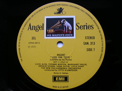MOZART: COSI FAN TUTTE - PRICE / MINTON / POPP / ALVA / EVANS / SOTIN / NEW PHILHARMONIA / OTTO KLEMPERER    SLS 961