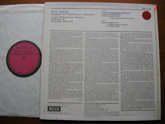 DUKAS: SYMPHONY in C / THE SORCERER'S APPRENTICE    WELLER / LONDON PHILHARMONIC    SXL 6770
