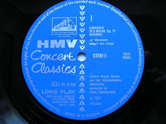 BRAHMS: VIOLIN CONCERTO    KOGAN / PHILHARMONIA / KONDRASHIN   SXLP 30063