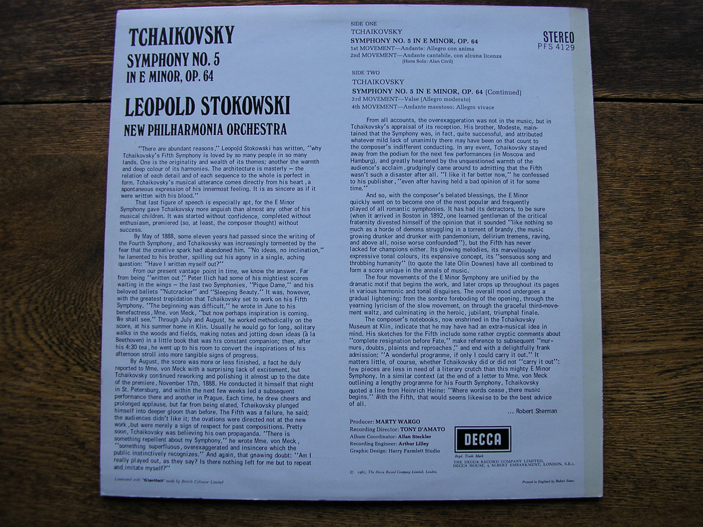 TCHAIKOVSKY: SYMPHONY No. 5   STOKOWSKI / NEW PHILHARMONIA   PFS 4129