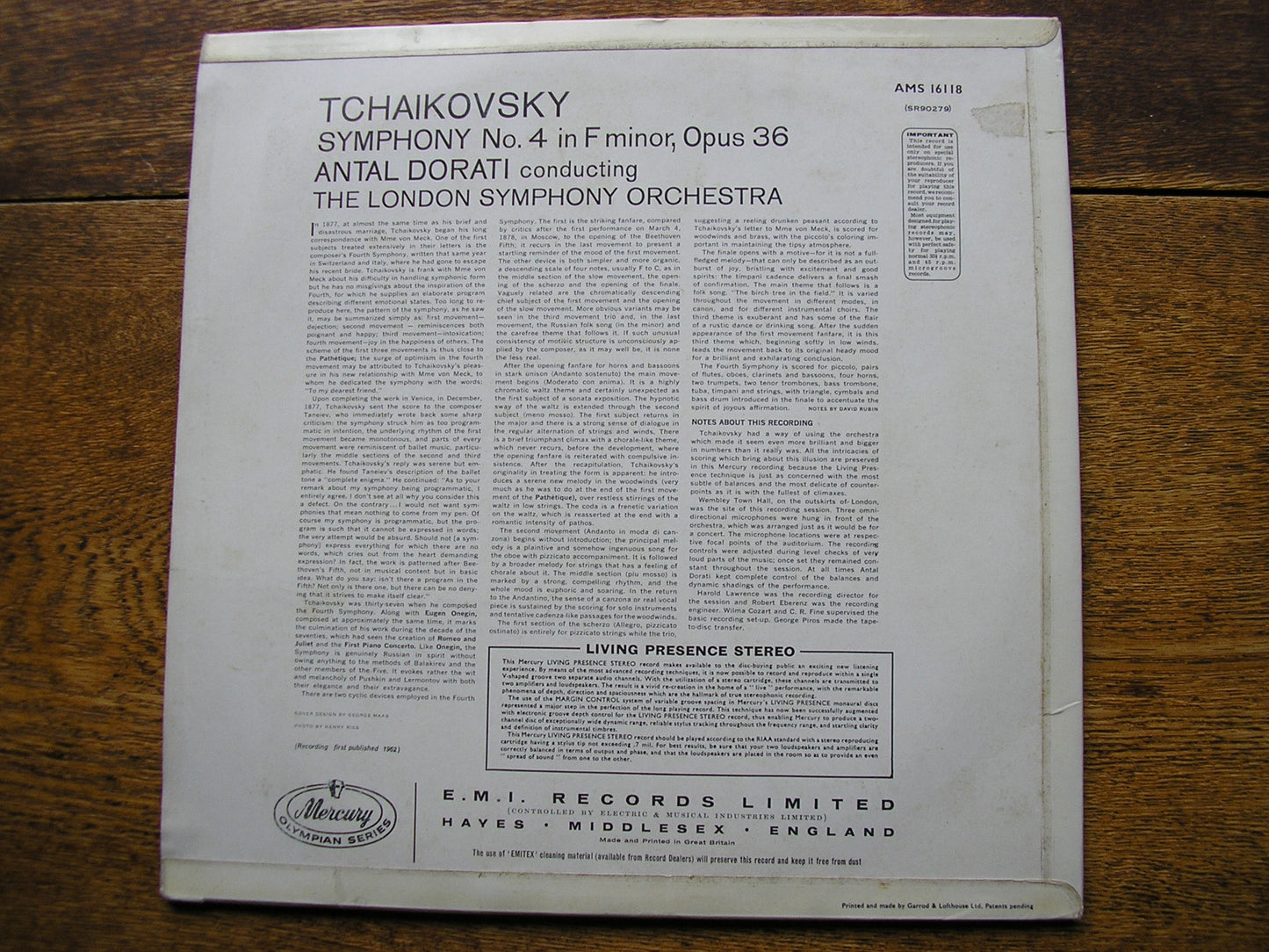 TCHAIKOVSKY: SYMPHONY No. 4   DORATI / LONDON SYMPHONY   AMS 16118
