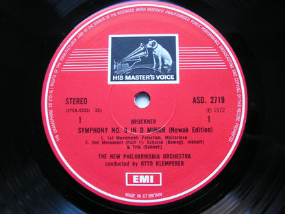 BRUCKNER: SYMPHONY No. 9    KLEMPERER / NEW PHILHARMONIA     ASD 2719
