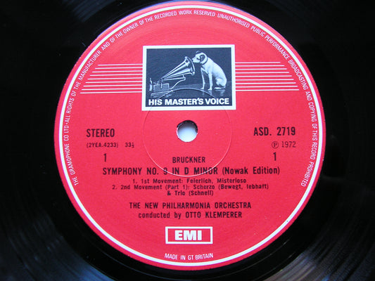 BRUCKNER: SYMPHONY No. 9    KLEMPERER / NEW PHILHARMONIA     ASD 2719