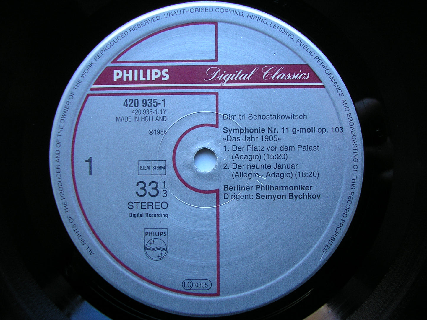 SHOSTAKOVICH: SYMPHONY No. 11  BYCHKOV / BERLIN PHILHARMONIC   420 935