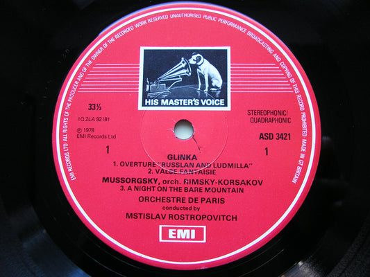 MUSSORGSKY / RIMSKY-KORSAKOV / BORODIN / GLINKA: ORCHESTRAL WORKS     ROSTROPOVITCH / ORCHESTRE DE PARIS     ASD 3421