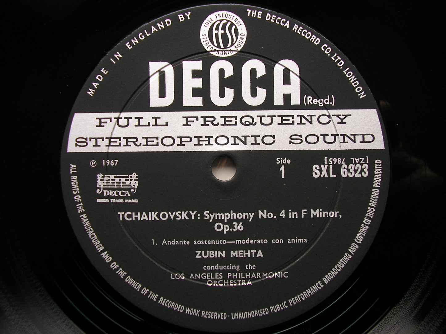 TCHAIKOVSKY: SYMPHONY No. 4   MEHTA / LOS ANGELES PHILHARMONIC  SXL 6323