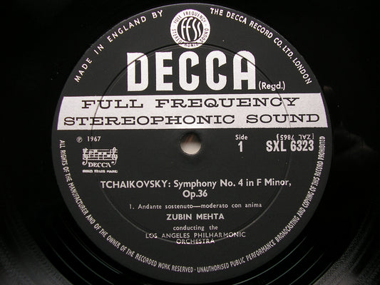 TCHAIKOVSKY: SYMPHONY No. 4   MEHTA / LOS ANGELES PHILHARMONIC  SXL 6323