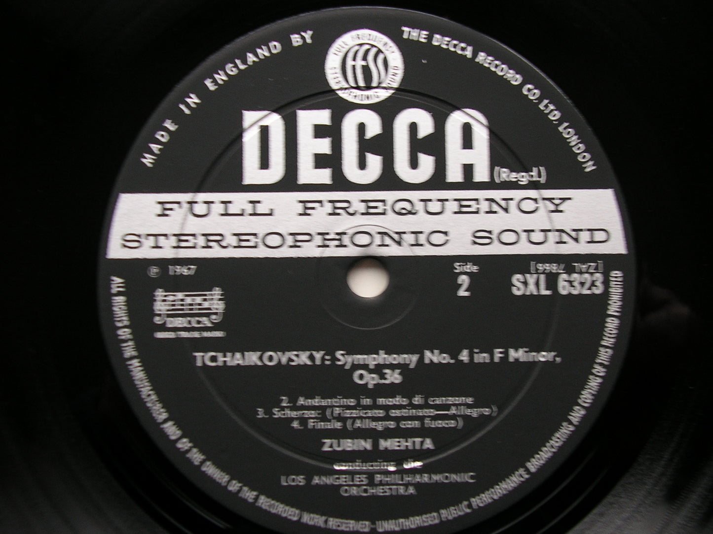 TCHAIKOVSKY: SYMPHONY No. 4   MEHTA / LOS ANGELES PHILHARMONIC  SXL 6323