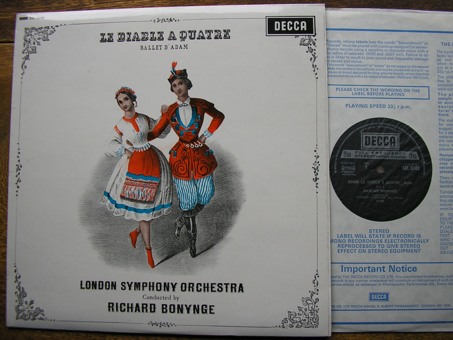 ADAM: LE DIABLE A QUATRE   RICHARD BONYNGE / LONDON SYMPHONY ORCHESTRA    SXL 6188