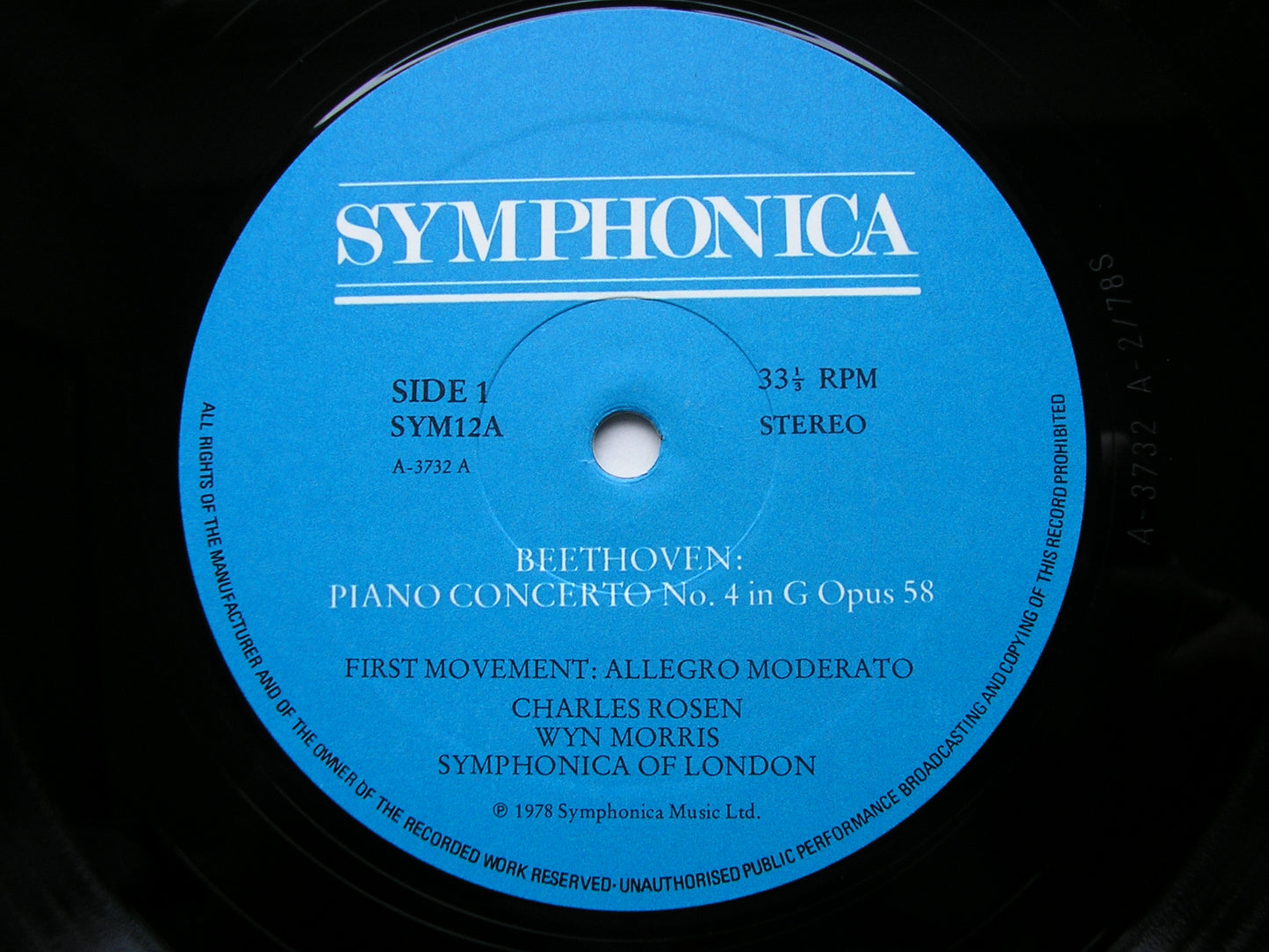 BEETHOVEN: PIANO CONCERTO No. 4      ROSEN / SYMPHONICA OF LONDON / MORRIS    SYM 12