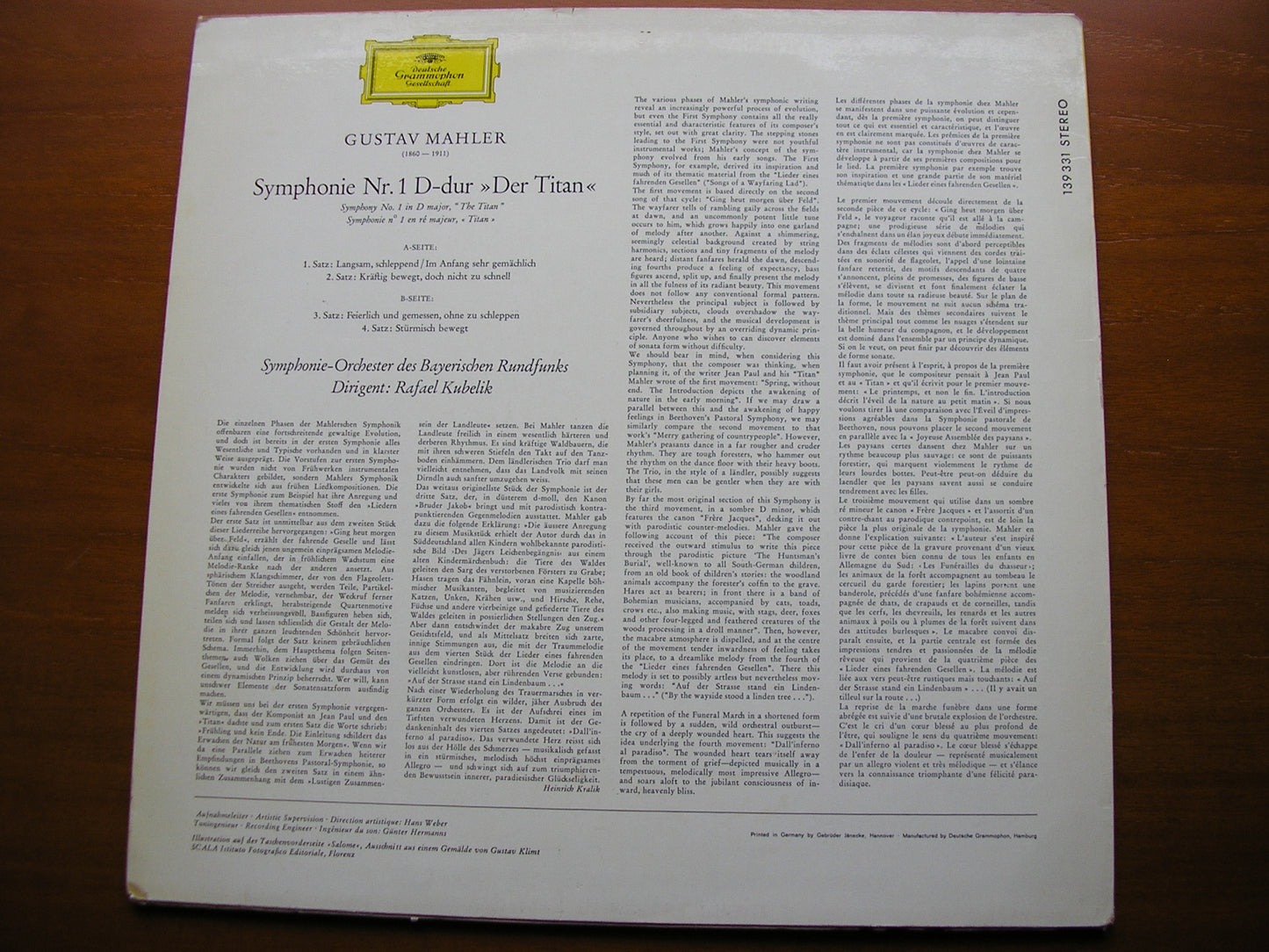 MAHLER: SYMPHONY No. 1    KUBELIK / BAVARIAN RADIO SYMPHONY   139 331