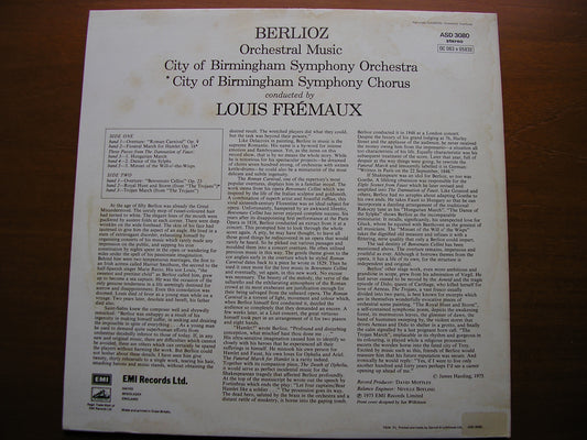 BERLIOZ: ORCHESTRAL WORKS   FREMAUX / CITY OF BIRMINGHAM SYMPHONY   ASD 3080