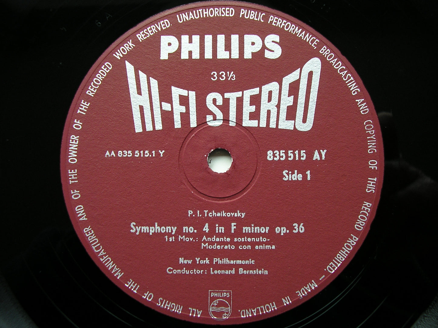 TCHAIKOVSKY: SYMPHONY No. 4  BERNSTEIN / NEW YORK PHILHARMONIC  SABL 122
