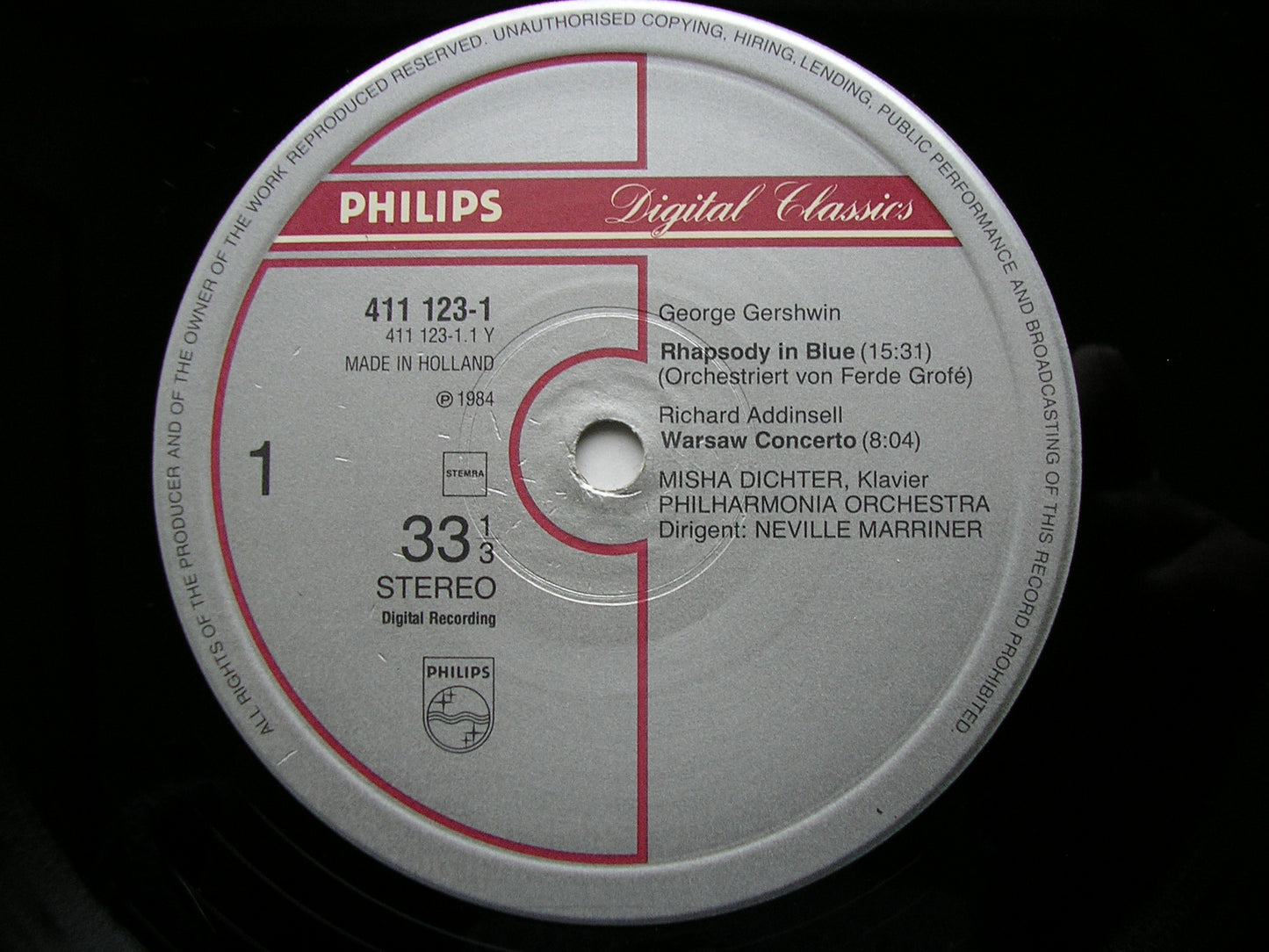 GERSHWIN: RHAPSODY IN BLUE / ADDINSELL: WARSAW CONCERTO / LITOLFF: SCHERZO   MISHA DICHTER / PHILHARMONIA / MARRINER  411 123