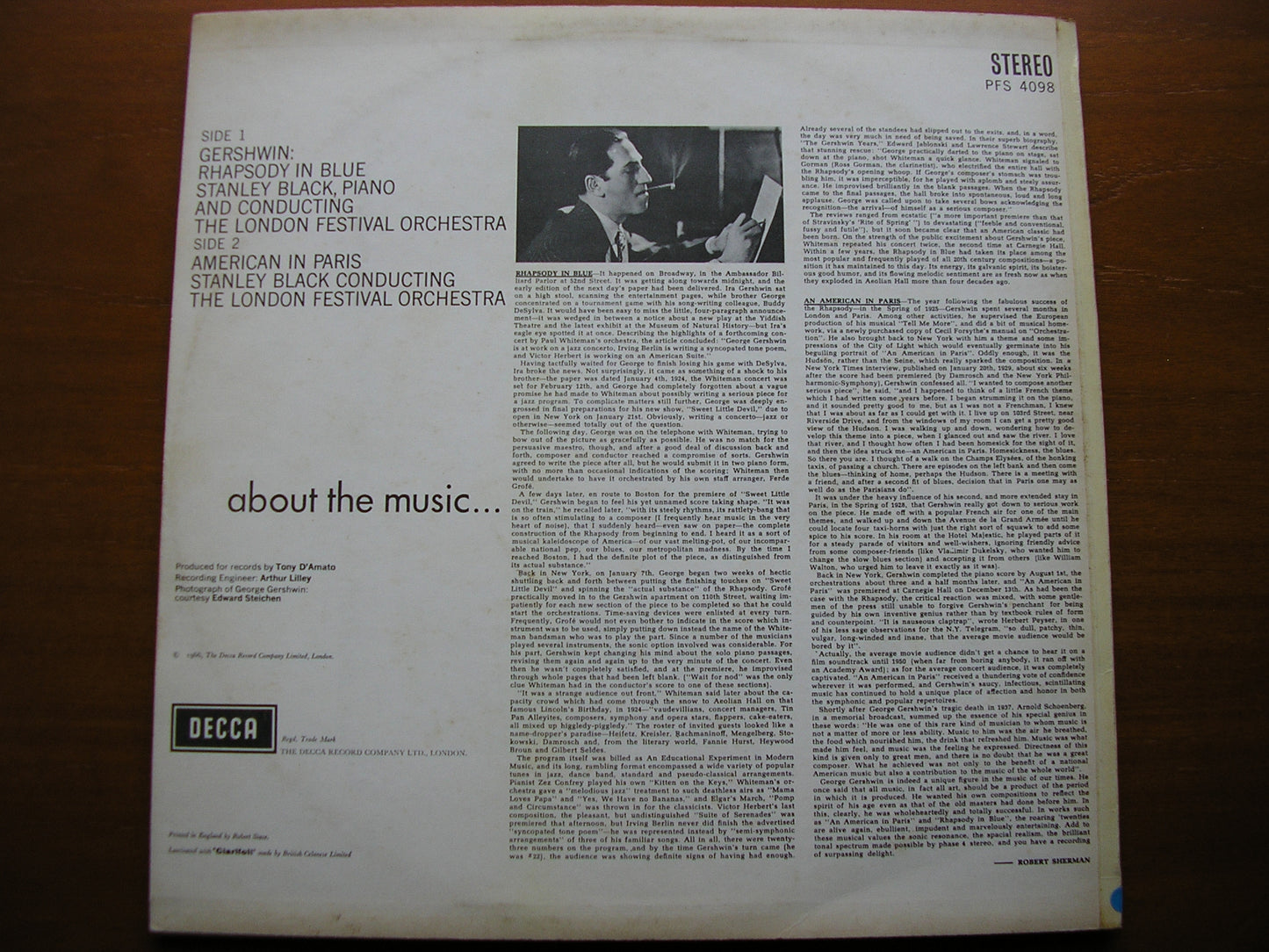 GERSHWIN: RHAPSODY IN BLUE / AN AMERICAN IN PARIS  BLACK / LONDON FESTIVAL ORCHESTRA  PFS 4098