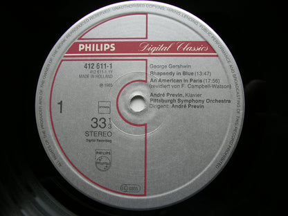 GERSHWIN: RHAPSODY IN BLUE / CONCERTO in F / AN AMERICAN IN PARIS   PREVIN / PITTSBURGH SYMPHONY  412 611