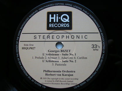 BIZET: L'ARLESIENNE Suites Nos. 1 & 2 / CARMEN Suite No. 1    KARAJAN / PHILHARMONIA   HIQLP027