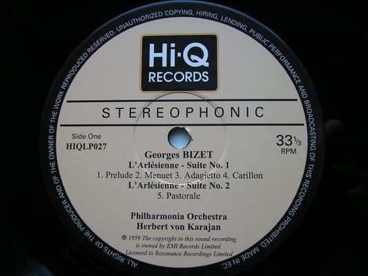 BIZET: L'ARLESIENNE Suites Nos. 1 & 2 / CARMEN Suite No. 1    KARAJAN / PHILHARMONIA   HIQLP027