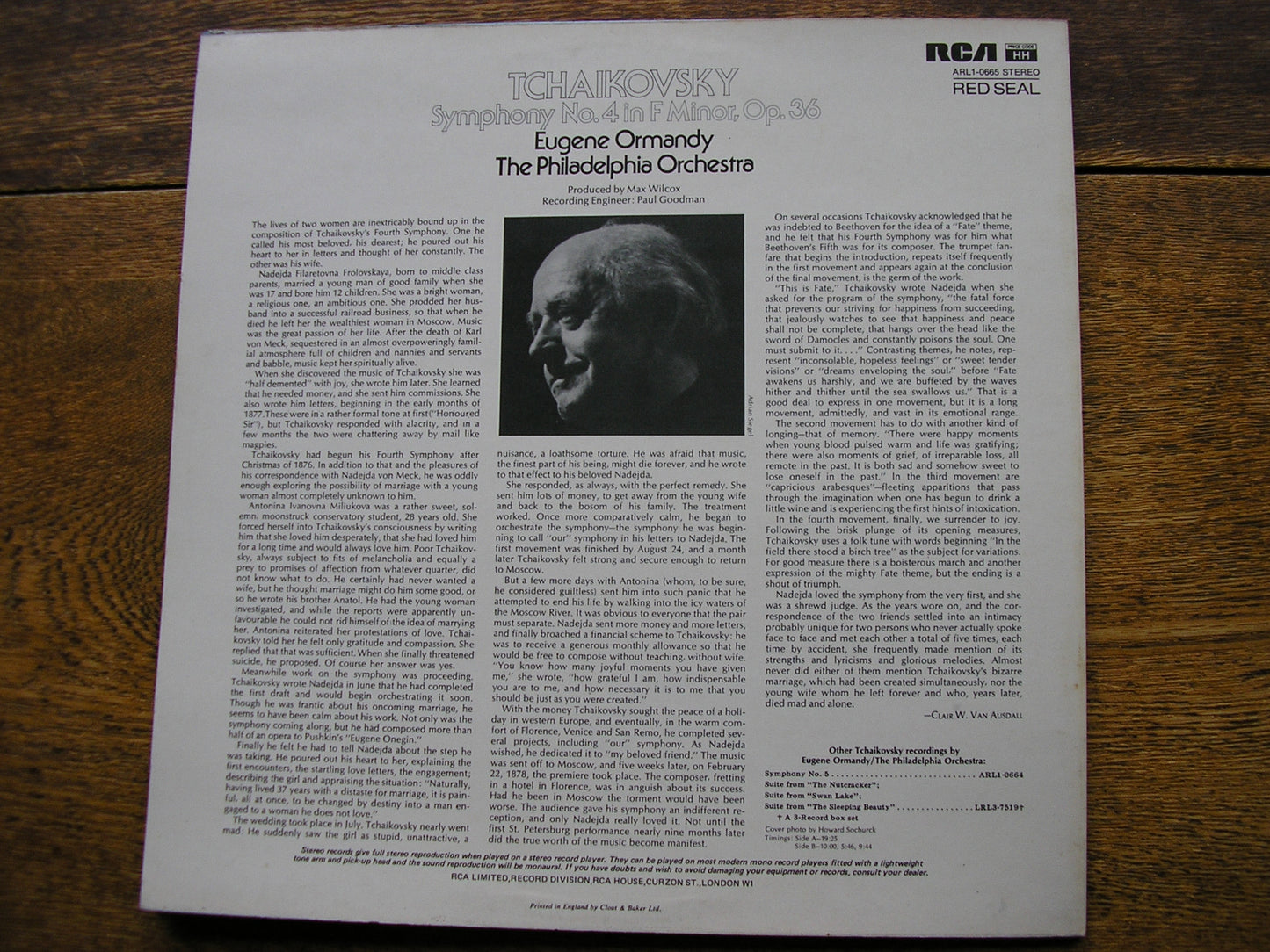 TCHAIKOVSKY: SYMPHONY No. 4   ORMANDY / PHILADELPHIA   ARL1-0665