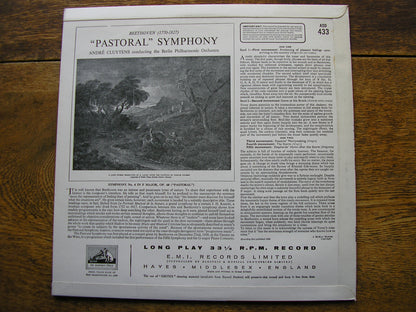 BEETHOVEN: 'PASTORAL' SYMPHONY ANDRE CLUYTENS / BERLIN PHILHARMONIC ORCHESTRA ASD 433