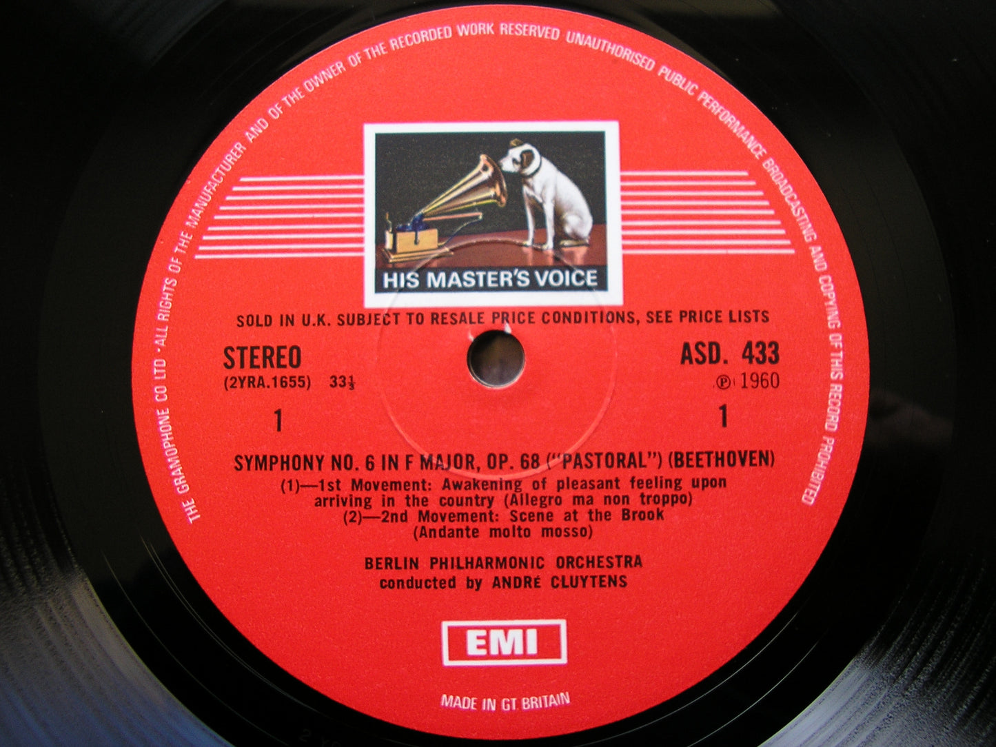 BEETHOVEN: SYMPHONY No. 6 'Pastoral'   CLUYTENS / BERLIN PHILHARMONIC   ASD 433