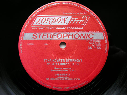 TCHAIKOVSKY: SYMPHONY No. 4   MEHTA / LOS ANGELES PHILHARMONIC   CS 7155