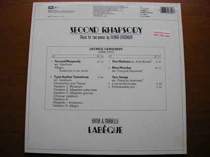 GERSHWIN: SECOND RHAPSODY / MUSIC FOR TWO PIANOS   KATIA & MARIELLE LABEQUE   EL 749752