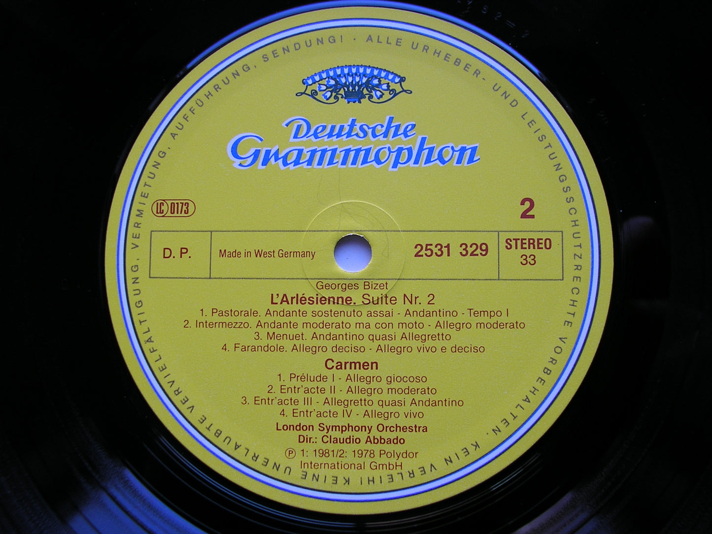 BIZET: L'ARLESIENNE Suites Nos. 1 & 2 / CARMEN Suite    ABBADO / LONDON SYMPHONY   2531 329