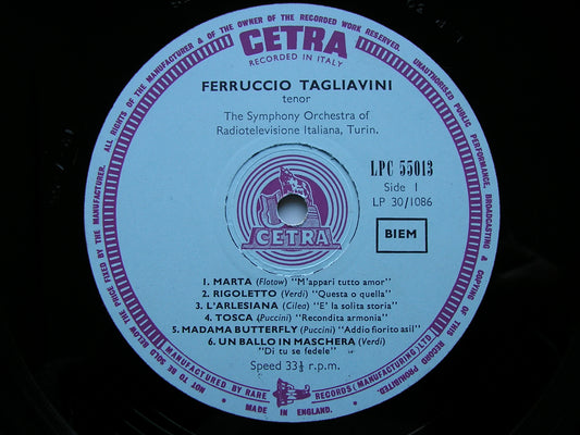 FERRUCCIO TAGLIAVINI SINGS OPERA ARIAS BY VERDI/CILEA/PUCCINI/FLOTOW    LPC 55013