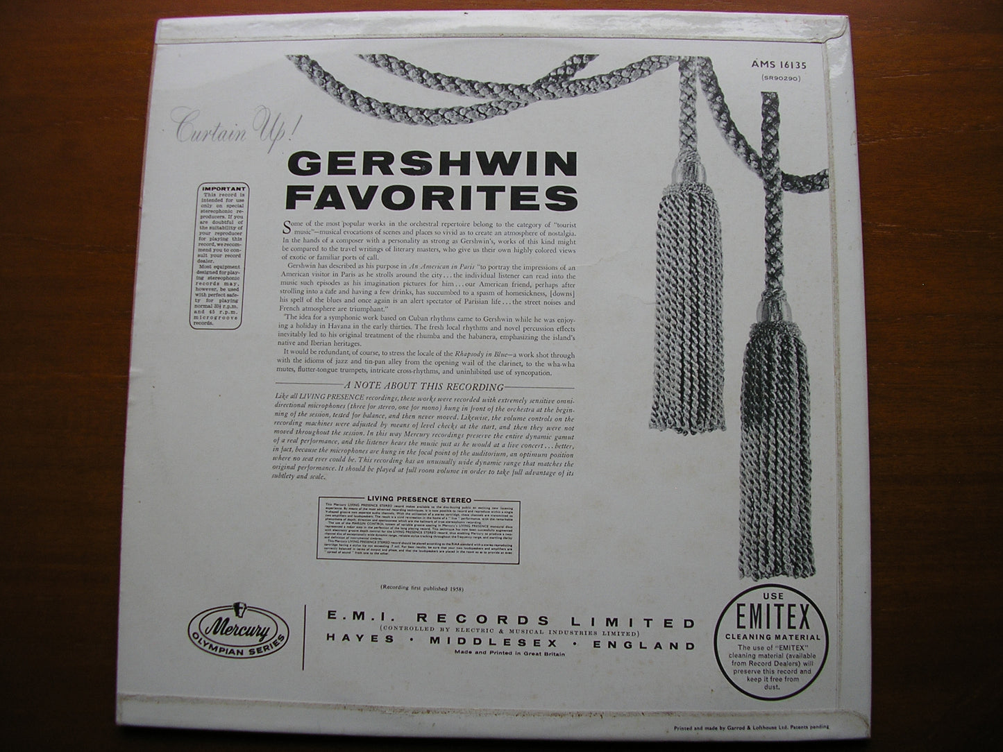 GERSHWIN: RHAPSODY IN BLUE / AN AMERICAN IN PARIS / CUBAN OVERTURE   LIST / HANSON / DORATI / EASTMAN-ROCHESTER SYMPHONY / MINNEAPOLIS SYMPHONY   AMS 16135