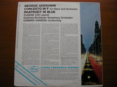 GERSHWIN: RHAPSODY IN BLUE / CONCERTO in F  EUGENE LIST / EASTMAN-ROCHESTER SYMPHONY / HANSON   SR 90002