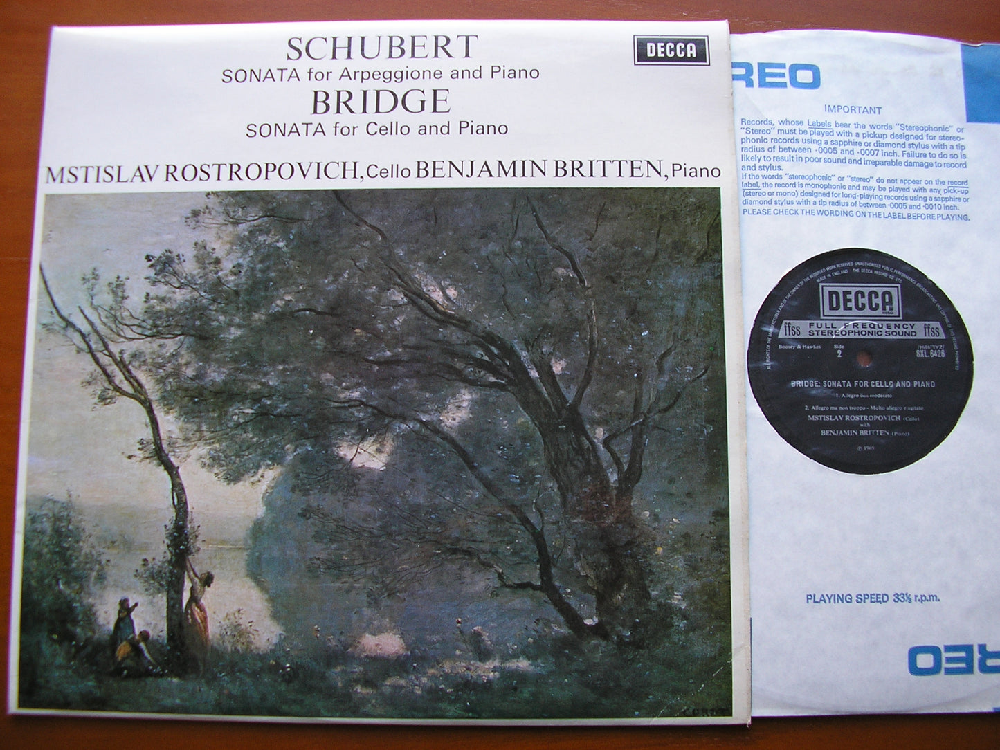 SCHUBERT: ARPEGGIONE SONATA / BRIDGE: SONATA FOR CELLO & PIANO   ROSTROPOVICH / BRITTEN  SXL 6426