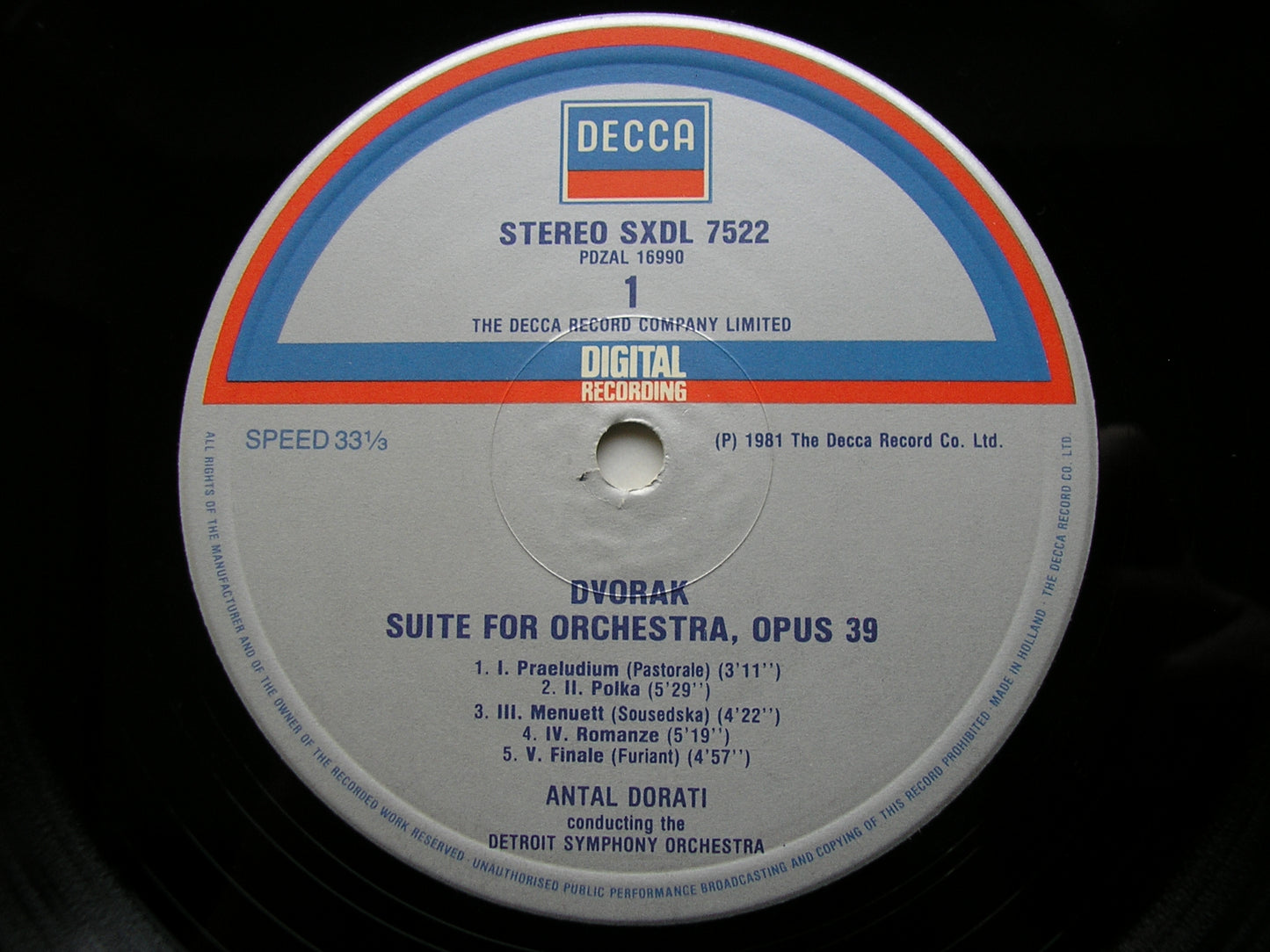 DVORAK: CZECH SUITE / PRAGUE WALTZES / POLONAISE / NOCTURNE    DORATI / DETROIT SYMPHONY   SXDL 7522