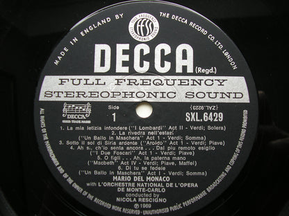 MARIO DEL MONACO SINGS VERDI    MONTE CARLO OPERA ORCHESTRA / RESCIGNO   SXL 6429