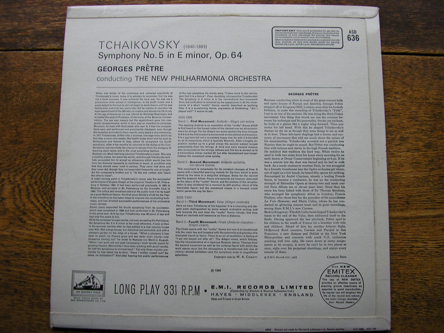 TCHAIKOVSKY: SYMPHONY No. 5   PRETRE / NEW PHILHARMONIA    ASD 636