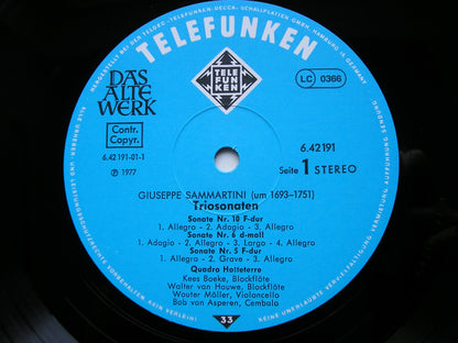 SAMMARTINI: SIX TRIO SONATAS       QUADRO HOTTETERRE    6.42191