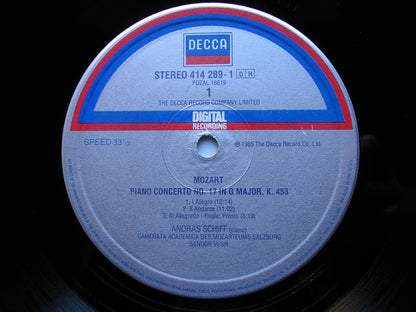 MOZART: PIANO CONCERTOS Nos. 17 & 18     ANDRAS SCHIFF / CAMERATA ACADEMICA / SANDOR VEGH    414 289