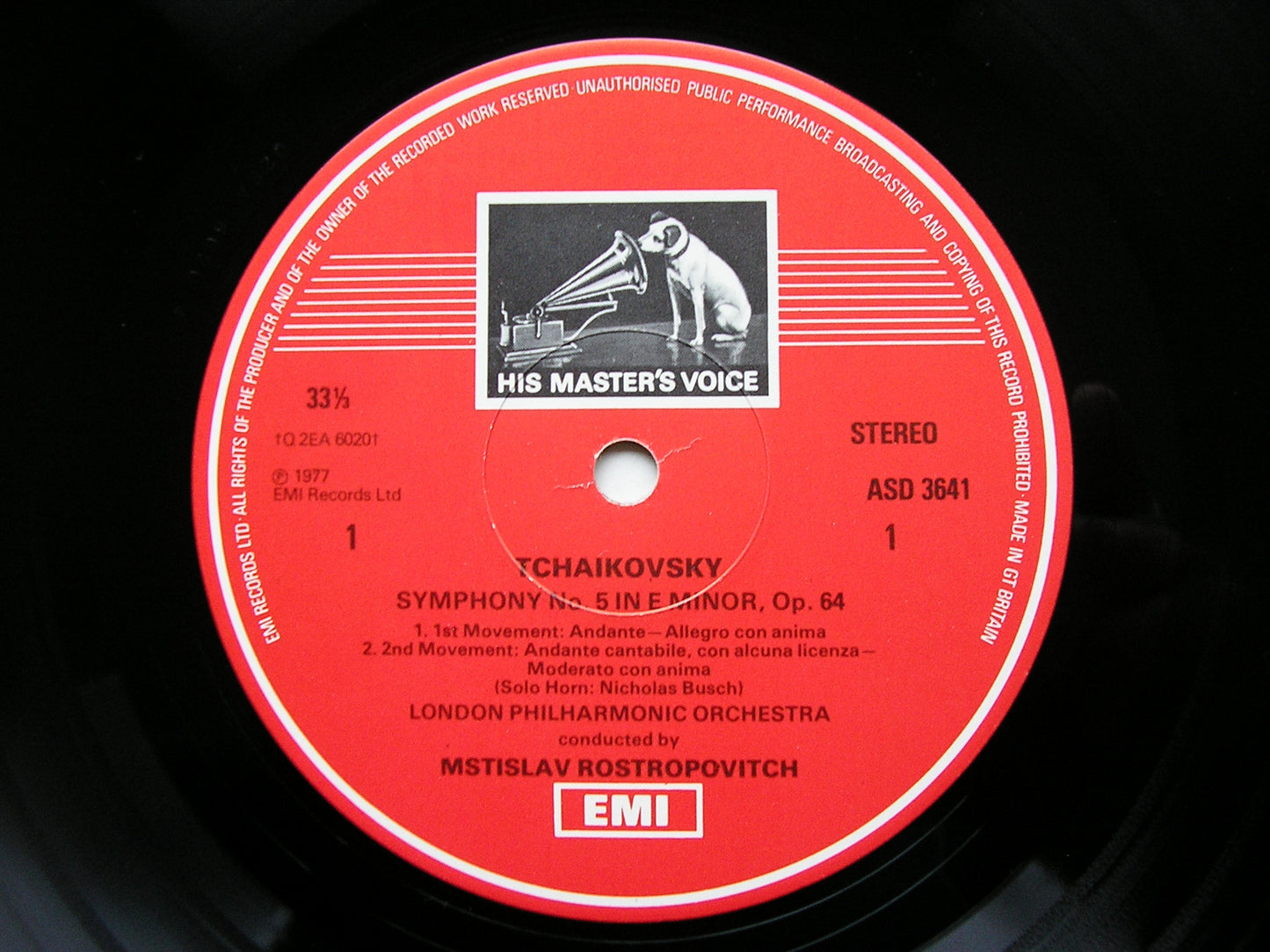 TCHAIKOVSKY: SYMPHONY No. 5  ROSTROPOVITCH / LONDON PHILHARMONIC  ASD 3641