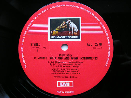 STRAVINSKY: PIANO CONCERTO / CAPRICCIO / MOUVEMENTS   BEROFF / ORCHESTRA de PARIS / OZAWA     ASD 2770
