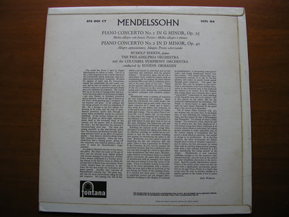 MENDELSSOHN: PIANO CONCERTOS Nos. 1 & 2    SERKIN / PHILADELPHIA ORCHESTRA / ORMANDY    SCFL 134