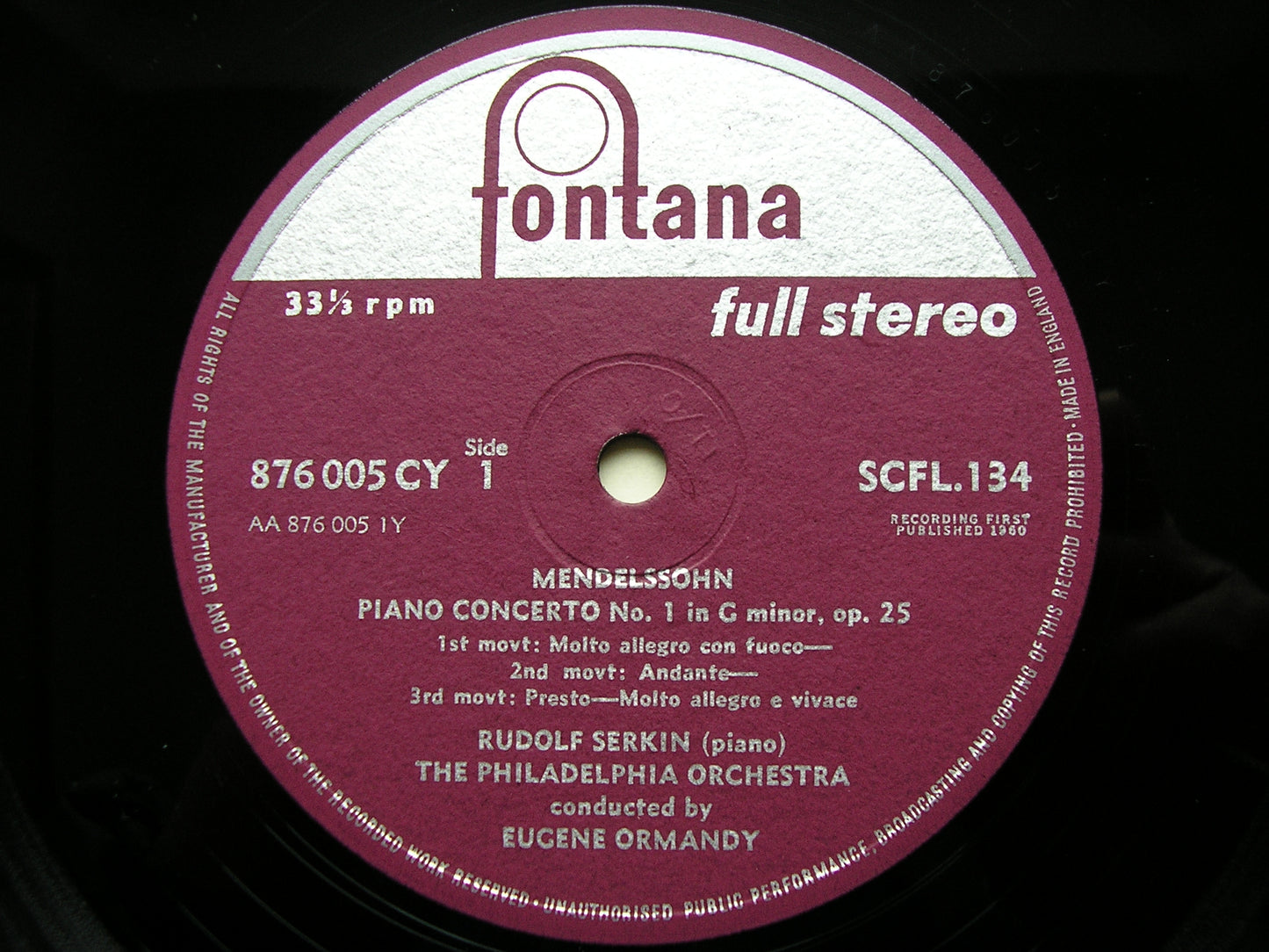 MENDELSSOHN: PIANO CONCERTOS Nos. 1 & 2    SERKIN / PHILADELPHIA ORCHESTRA / ORMANDY    SCFL 134