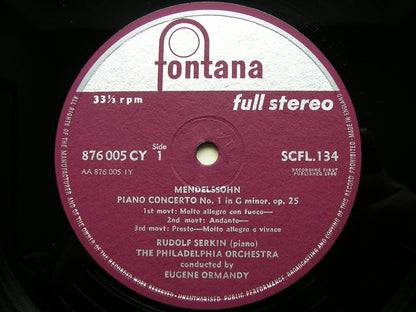 MENDELSSOHN: PIANO CONCERTOS Nos. 1 & 2    SERKIN / PHILADELPHIA ORCHESTRA / ORMANDY    SCFL 134