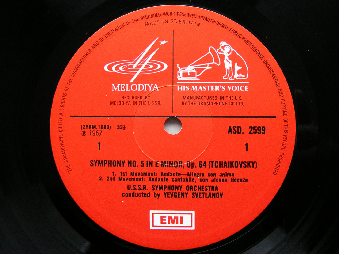 TCHAIKOVSKY: SYMPHONY No. 5  SVETLANOV / USSR SYMPHONY   ASD 2599