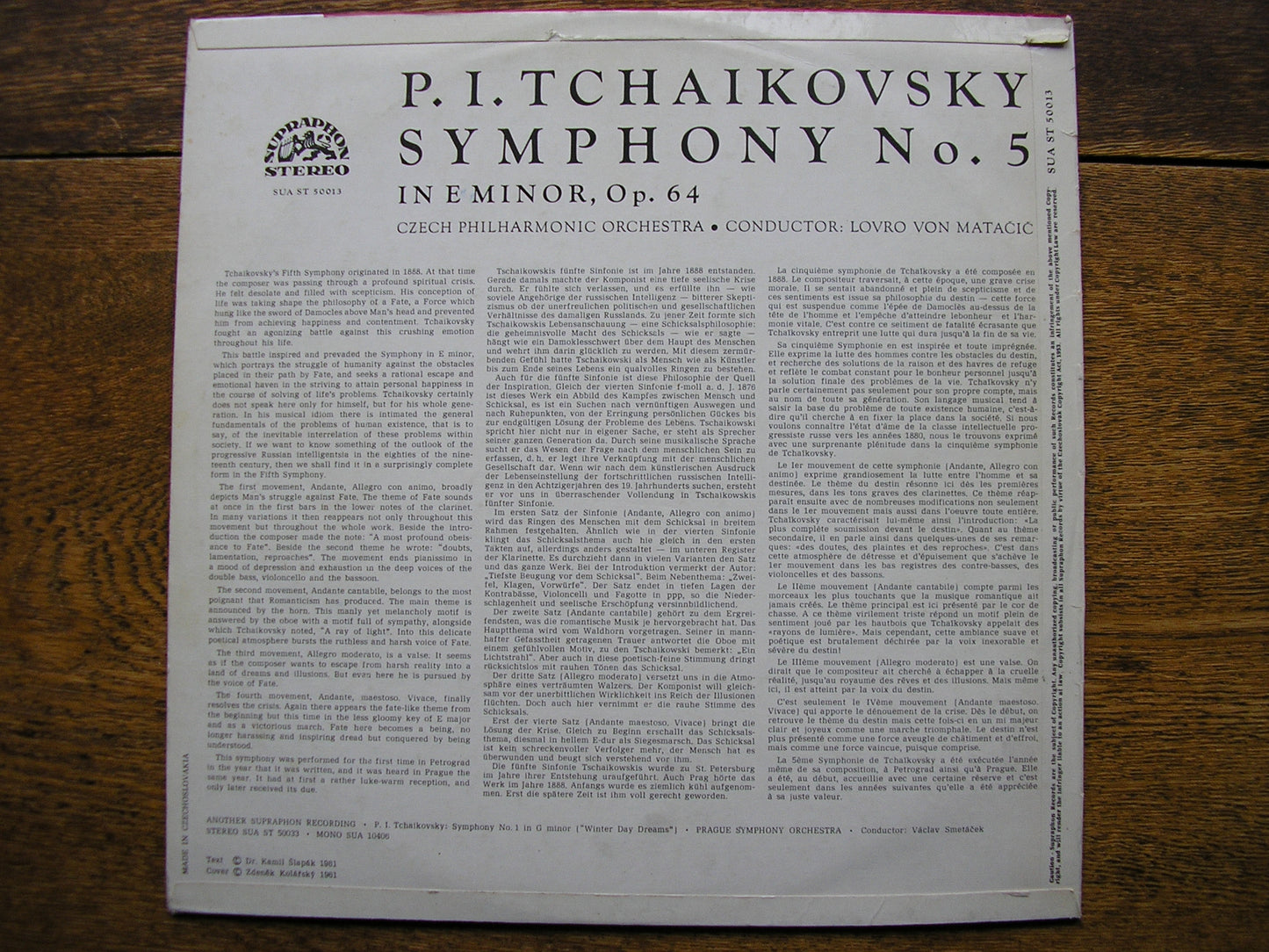 TCHAIKOVSKY: SYMPHONY No. 5   MATACIC / CZECH PHILHARMONIC  SUA ST 50013