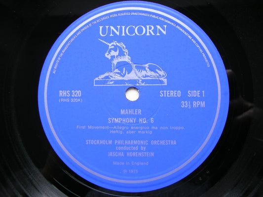 MAHLER: SYMPHONY No. 6      HORENSTEIN / STOCKHOLM PHILHARMONIC    RHS 320 - 1
