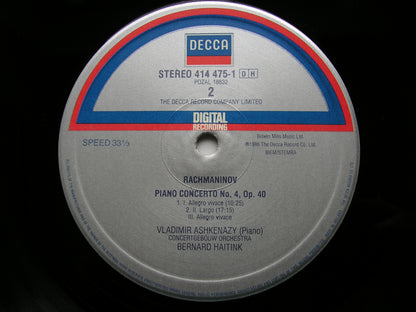RACHMANINOV: THE PIANO CONCERTOS / RHAPSODY    ASHKENAZY / CONCERTGEBOUW ORCHESTRA / HAITINK   3 LP
