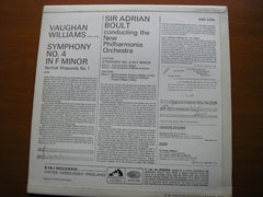 VAUGHAN WILLIAMS: SYMPHONY No. 4      BOULT / NEW PHILHARMONIA     ASD 2375