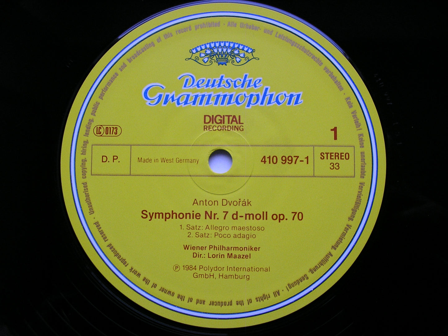 DVORAK: SYMPHONY No. 7    MAAZEL / VIENNA PHILHARMONIC   410 997